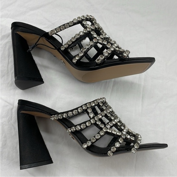 NEW! Zara Boho Black Heeled Mules With Rhinestones. EU37. - Picture 9 of 12